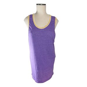 Alternative Earth Purple and Yellow Ringer Cotton Blend‎ Tank Top Sz L EUC